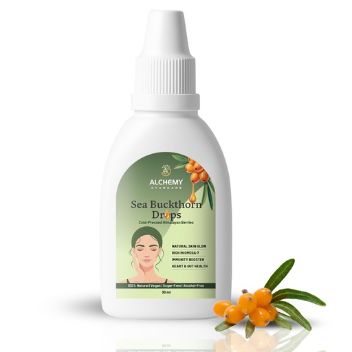 [BRSREGIZOEFB4F37] Sea Buckthorn Drops 30ml – Cold-Pressed Himalayan Wild Berry Extract | Rich in Omega 7 + Vitamin C | Natural Skin Glow, Hair Growth & Immunity Booster | Vegan, Sugar-Free, No Preservatives