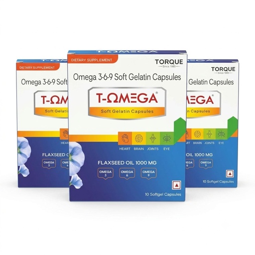[BRSRYGAEOV7GKCLB] T-Omega Flaxseed Oil 1000mg | Omega 3-6-9 Essential Fatty Acid Supplement for Heart, Brain, Joint, and Eye Health Pack Of 3