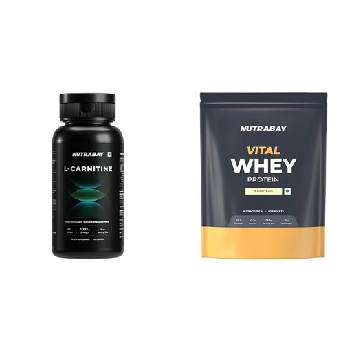 [BRSRYYADC4IQKFA4] Nutrabay Pro L-Carnitine Fat Burner 1000mg per Capsule – Pre Workout Supplement – 60 Veg Tablets| | Nutrabay Gold Vital Whey Protein Powder for Beginners with Added Vitamins & Minerals – Muscle Grow