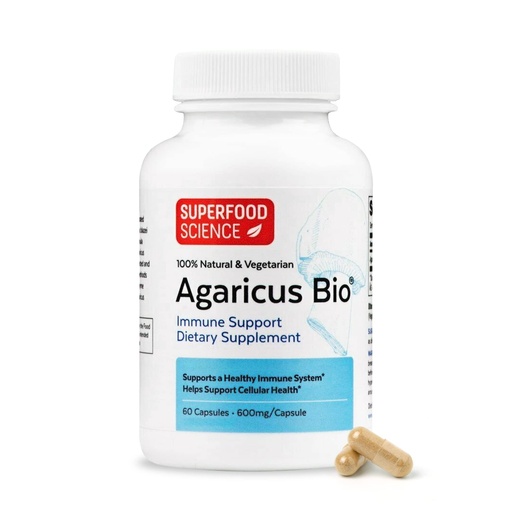 [BRSW2BD3PMORUF3J] Agaricus Bio 600 mg, Agaricus Mushroom for Natural Killer Cell Activity, USA-Grown Organic Agaricus Blazei Murill for Immune Support, Liver & Cellular Health, High Beta Glucan Supplements, 60 Caps