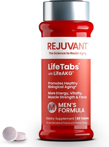 [BRSROBLQB4PQ2GTZ] Rejuvant Men's AKG Supplement 1000MG Ultra 98% Pure (Calcium Alpha-Ketoglutarate) with Patented AKG Vitamin A Rich Controlled Release Formula for Longevity, Recovery, and Cell Repair, 60 Tablets