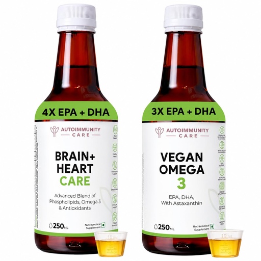 [BRSRYZLYAQNWAFD6] Autoimmunity Care Vegan Omega 3 Oil and Autoimmunity Care Brain Heart Care Bundle