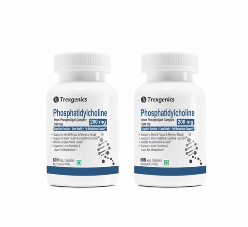 [BRSRABQPOAFQAFA7] Trexgenics PHOSPHATIDYLCHOLINE 200 mg from Phospholipid Complex 500 mg, Cognitive Function, Liver and Brain Health, Fat Metabolism Support (60 Veg Capsules) (Pack of 2)