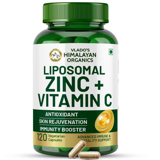 [BRSW2ZDRB55W2DY3] Vlado's Himalayan organic Plant Based Zinc With Vitamin C Supplement | Digestive Health | Improve Iron Absorption | Double Antioxidant & Immune Support -120 Veg Capsules