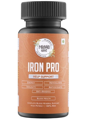 [BRSRAGAEOIJWO3DG] Iron Pro | Ferrous Bisglycinate, Vitamin B12, Folic Acid, Vitamin C & Zinc | Energy, Immunity & Fatigue Support | 60 Tabs