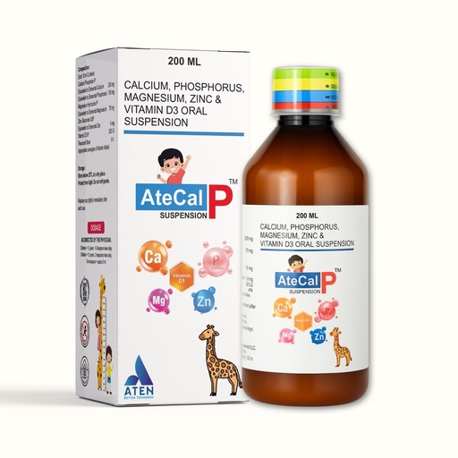 [BRSREAL6AVYRS3TB] AteCal P Suspension | Calcium, Phosphorus, Magnesium, Zinc & Vitamin D3 Syrup | Bone Strength, Growth & Immunity Support | 200 ml