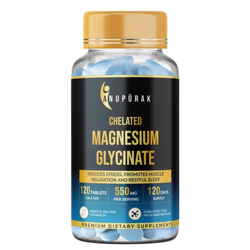 [BRSRAC37BN5G23LP] Magnesium Glycinate Tablets 550mg — 100% Pure Chelated Form · No Magnesium Oxide | Supports Sleep, Relaxation & Muscle Function | Non-Laxative · Gentle Daily Formula | 120 Veg Tablets (120 Days)