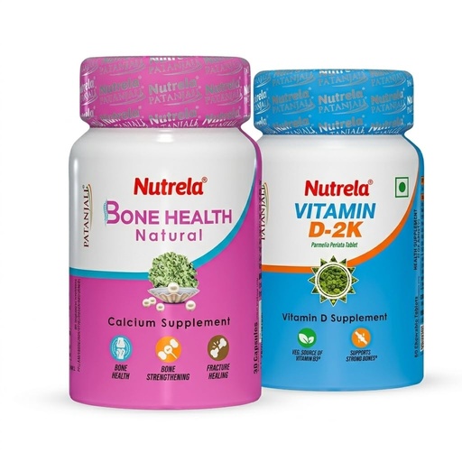 [BRSRYYALO54AOA3H] Nutrela Bone Health Natural (30 Capsules) and Vitamin D-2K (60 Chewable Tablets) Combo Pack