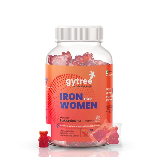 [BRSROH37BEPBMDI2] Gytree Iron Gummies for Women with W.H.O. Recommended SunActive Fe | Pregnancy Safe Clinically Proven Iron Supplement For Women | Boosts Haemoglobin & Body Immunity |Helps Treat Anaemia (Pack of 30)