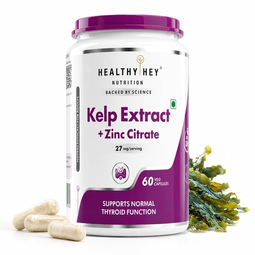 [BRSRO2QZPMFRO2A7] HealthyHey Nutrition Kelp Extract with Zinc Citrate - 60 Vegetable Capsules