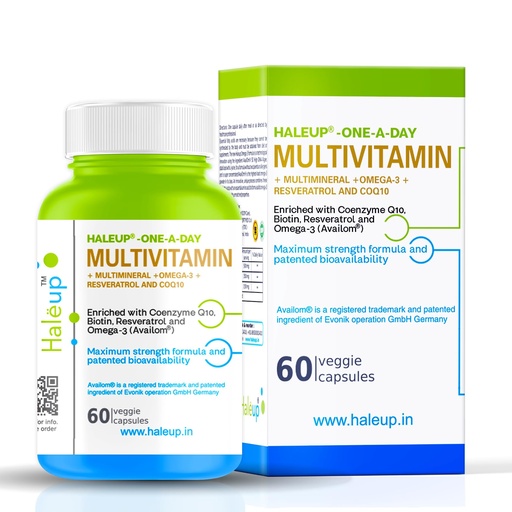 [BRSROGDQBV7BACT7] Haleup Multivitamins capsules for Women & Men 60 capsules - Multivitamin & Multimineral Supplements with Omega-3, Resveratrol, Coenzyme Q10 & Biotin