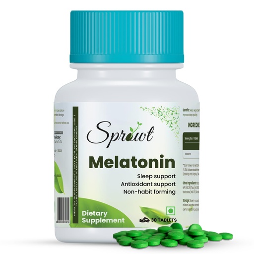 [BRSRA2Q5AUIQMHQ6] Sprowt Melatonin 10mg Sleeping Tablets | Sleep Supplement, Antioxidant Support & Non-Habit Forming - 30 Veg Tablets