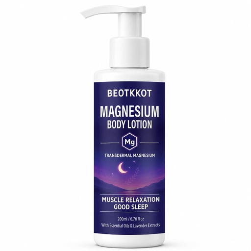[BRSRYGD7AAPA4HL6] Magnesium Body Lotion for Women & Men with Lavender & Essential Oils, Moisturising Body Massage Lotion for Dry Skin and Relaxing Bedtime Routine, 200 ml