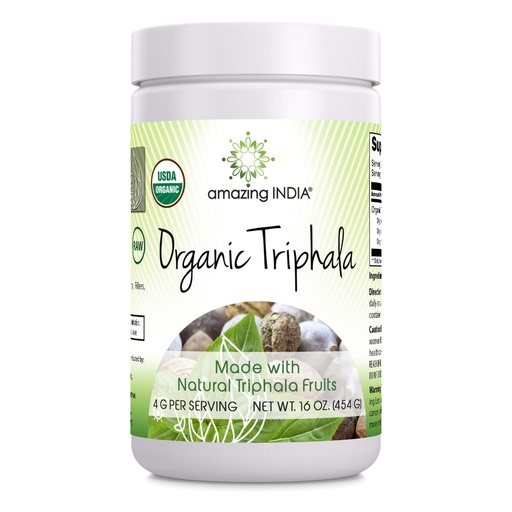 [BRSROA37CUCBS3LG] Amazing India Organic Triphala 16 Oz Powder | 113 Servings | Natural Herbal Supplement | Non-GMO | Gluten Free
