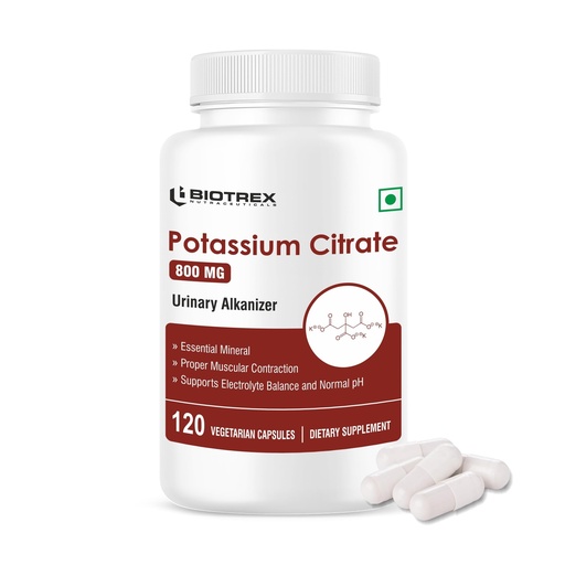 [BRSRA235AV5A4CA3] Biotrex Nutraceuticals Potassium Citrate 800mg supplement, Healthy Bone & Joint Health, Supports Healthy Nerve Health - 120 Vegetarian Capsules