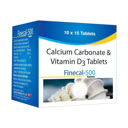 [BRSWYFQ3OAFG2D33] Finecal-500 - Bone & Joint Health Supplement with Calcium Carbonate & Vitamin D3-150 Tablets