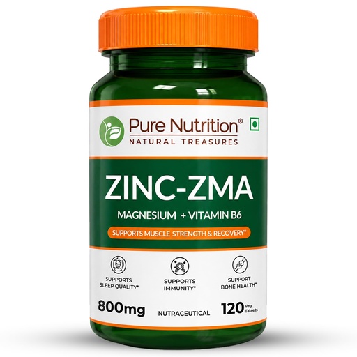 [BRSRA2QPBB7AMGTG] PURE NUTRITION NATURAL TREASURES Zinc ZMA Supplements for Men and Women | Zinc Magnesium Tablets for Muscle Recovery, Bone Support, Stress Relief and to Enhance Sleep Quality (120 Tablets)