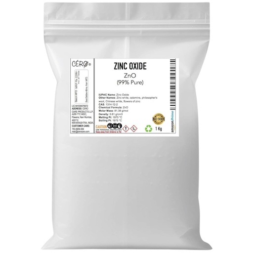 [BRSWG2T6AQCQ22QV] CERO ® ZINC OXIDE 99% Pure [ZnO] CAS: 1314-12-2 (1 Kg)