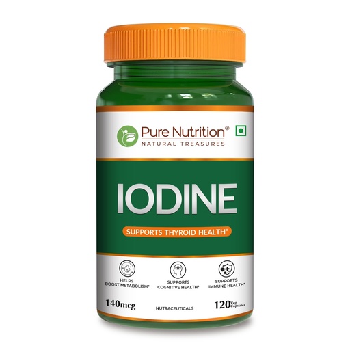 [BRSREAQYBUOR6YLX] Pure Nutrition Iodine Capsules | Iodine Solution Supplements | Thyroid Support Supplement for Men & Women | Boosts Metabolism, Energy, Immunity & Mental Clarity | Maintains Healthy Cellular Function -120 Veg Capsules