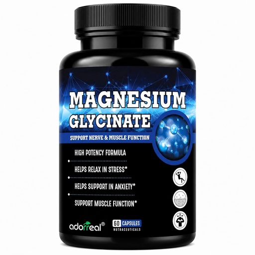 [BRSRE2Q3AEIBADYZ] High Absorption Magnesium Glycinate 750mg | 165mg Elemental Mineral | Supports Muscle Recovery, Nerve Health, Relaxation & Sleep | 60 Veg Capsules
