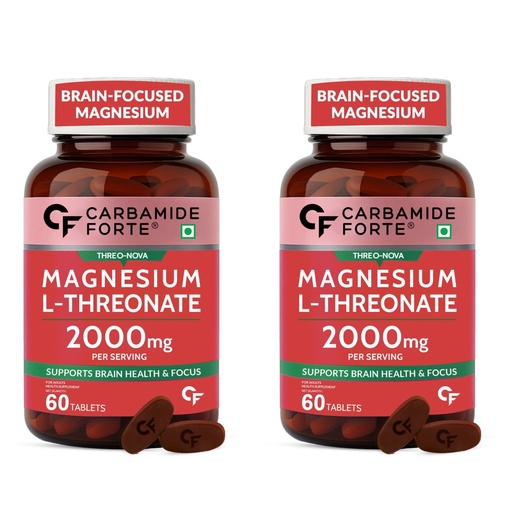 [BRSREAAHOIFQOYL2] Carbamide Forte Magnesium L Threonate | Magnesium Supplement Supports Muscle Recovery & Better Sleep - 60 Tablets (Pack of 2)