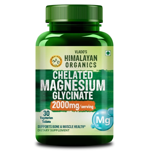 [BRSREAQ6CQGWA2A4] Vlado's Himalayan Organics Magnesium Glycinate Supplement 2000 MG - 30 Tablets