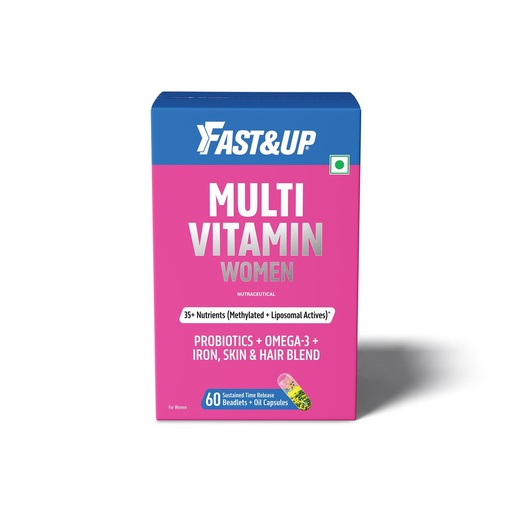 [BRSRY2Y3DMFW2FLL] Fast&Up Multivitamin for Women - 35+ Methylated & Liposomal Nutrients with Probiotics, Omega-3, Iron & Beauty Blend | AQUAMIN Calcium | Beadlet-in-Oil Technology - 60 Capsules