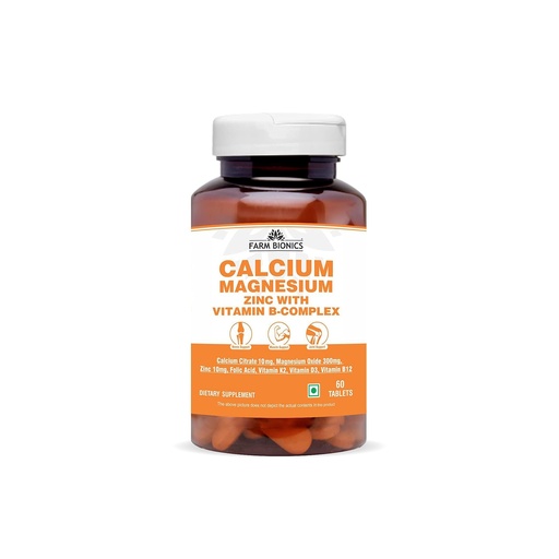 [BRSRAY3ROQBAEFAZ] Calcium Magnesium Zinc with Vitamin B Complex | Multivitamin Supplements | Ideal Supplement for Bones, Muscle, and Joint Support | Calcium tablets for Men and Women (Pack of 1)