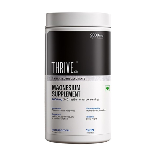 [BRSRGALQDIPBO2Q7] ThriveCo Chelated Magnesium Supplement 2000mg, 120 Tablets | Magnesium Bisglycinate Tablets | Sleep Aid, Stress Relief, Bone & Joint Support & Muscle Recovery | Men & Women