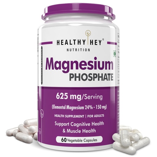[BRSREGDRCABBQEY4] HealthyHey Nutrition Magnesium Phosphate - 625mg/serving - 60 Vegetable capsules