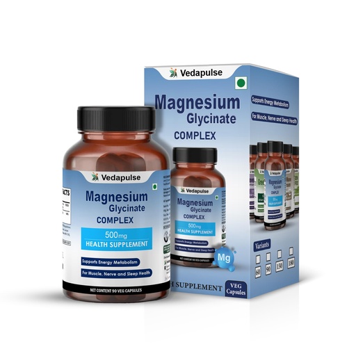 [BRSREZILOINWAH3O] Magnesium 500mg – 90 Veg Capsules | Magnesium Glycinate, Malate, Taurate, Citrate & Aspartate | Health Supplement for Muscle, Nerve & Sleep Health