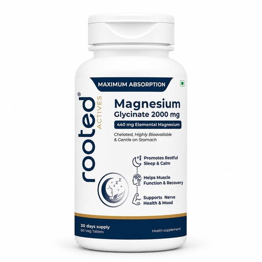 [BRSRYGDROYBRAYLU] Rooted Actives Magnesium Glycinate 2000 mg, 60 Veg Tablets
