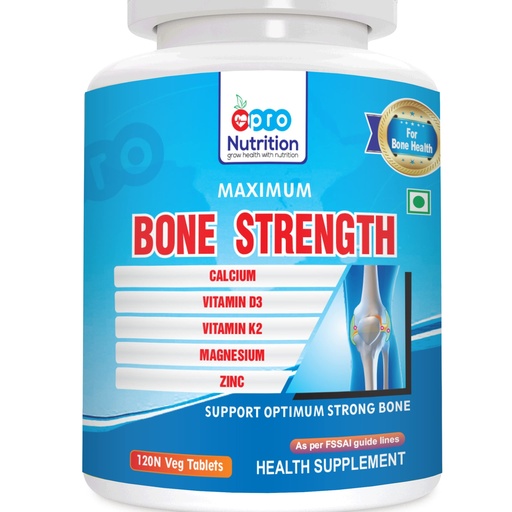 [BRSWYCQQCAFQK2TA] Pronutrition Calcium Citrate Tablets with Vitamin D3, Vitamin K2-7, Magnesium & Zinc | Complete Bone Health Supplement for Adults | Supports Bone Strength & Mineral Absorption | 120 Vegetarian Tablets