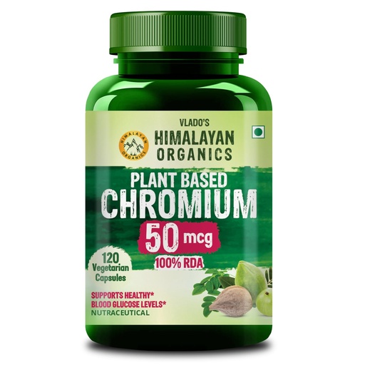[BRSRAEITCIFQ2G35] Vlado’s Himalayan Organics Plant Based Chromium 50mcg Supplement | Supports Healthy Blood Glucose Level | Powerful Antioxidant Support -120 Veg Capsules