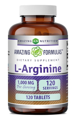 [BRSWIAYGPIMAAFLG] Amazing Formulas L-Arginine Supplement | 1000 Mg Per Serving | Tablets | Amino Acid Supplement for Women & Men | Non-GMO | Gluten Free | Made in USA (1 Pack | 120 Count)