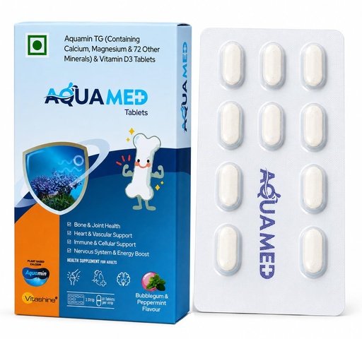 [BRSRYGT5BB6QKFA7] AQUAMED Aquamin Plant Based Marine Calcium Magnesium Vitamin D3 with 72 Trace Minerals Chewable Tablet, 10 Tablets (1X10)