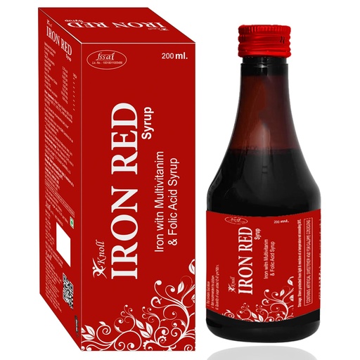 [BRSROFABCF6AMYIZ] Knoll Healthcare Iron Red Syrup Iron With Multivitamin & Folic Acid Syrup Increase Red Blood Cells 200 Ml (Pack Of 1) - Liquid