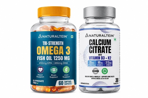 [BRSRYFIPDIOQEEQ4] Naturaltein Heart & Bone Wellness Duo | Omega-3 + Calcium Support
