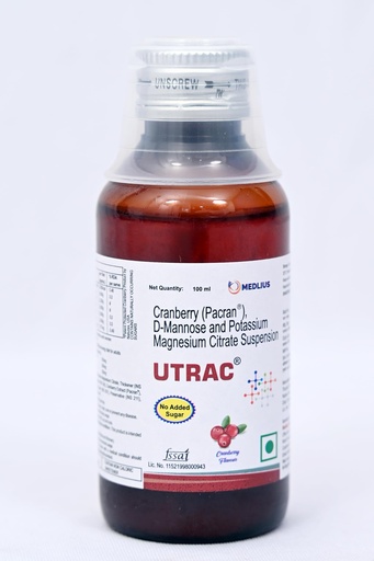 [BRSREEAEBN6QOG3V] UTRAC Cranberry, D-Mannose and Potassium Magnesium Citrate Suspension, 100ml