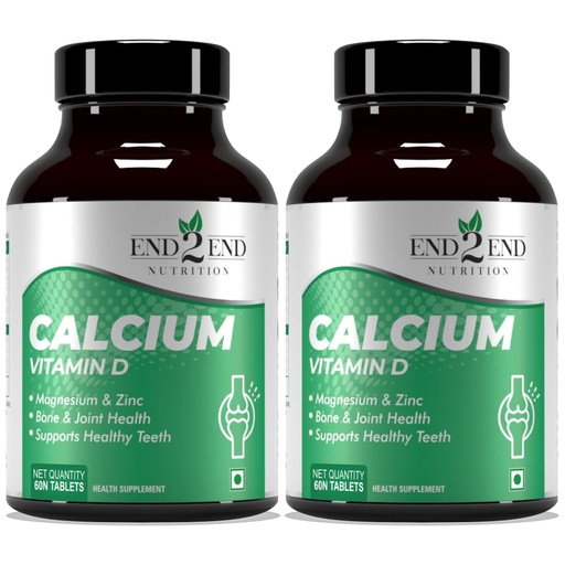 [BRSW2HYEPJ4GCYDK] End2End Nutrition Calcium Tablets for Men and Women with Magnesium Zinc Vitamin D for complete bone health & Joint Support - 60x2 Tablets