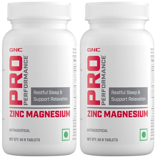 [BRSROEACBEJQI2A4] GNC Pro Performance Zinc Magnesium Amino (ZMA) Complex - For Restful Sleep & Relaxation - 60 Tablets (Pack of 2)