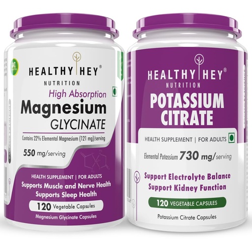 [BRSRAZYQO56RQHLU] HealthyHey Nutrition Magnesium Glycinate 120 & Potassium citrate 120 capsules