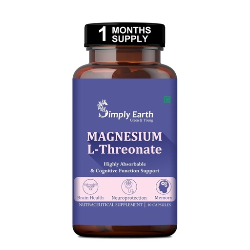 [BRSRAAQLAANWOHL4] Simply Earth Magnesium L-Threonate, Supports Brain Health & Cognitive Function, Highly Bioavailable Magnesium - 30 Vegg Capsules