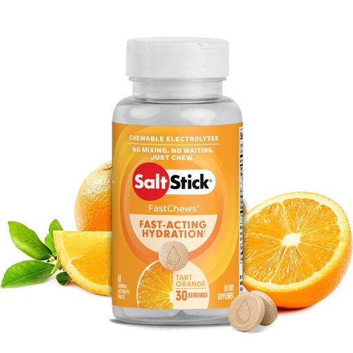 [BRSWKGY4CUOBSCTG] SaltStick Electrolyte FastChews - 60 Orange Chewable Electrolyte Tablets - Salt Tablets for Runners, Sports Nutrition, Electrolyte Chews - 60 Count Bottle