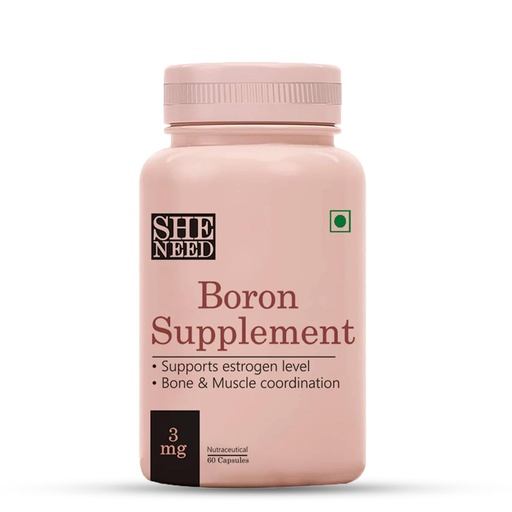 [BRSWYGQHO4NBY3L2] SheNeed, Boron Supplement 3 Mg For Bone Muscle Metabolism Of Magnesium Calcium Estrogen Production For Men Women Veg Capsules, 60 count