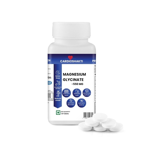 [BRSRGCATCUDRAC3J] Cardio Shakti Magnesium Glycinate 550 mg Tablets – High Absorption Magnesium Supplement for Muscle Wellness & Daily Nutrition – 30 Tablets