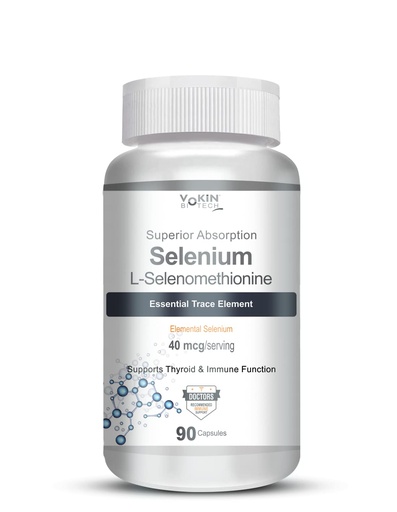 [BRSW2GL2AUMBS3A4] Vokin Biotech Selenium Capsules 40mcg - Superior Absorption - 90 Vegetarian Capsules