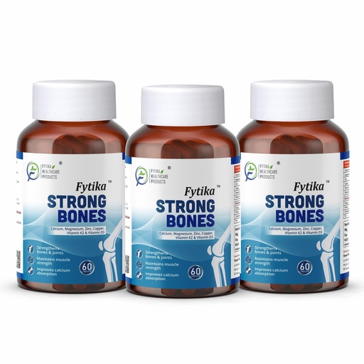 [BRSRMBD3CQHRY3DV] Fytika Strong Bones - Set of 3 (180 Tabs) | Calcium 1000mg + Vitamin D3 400IU Supplement with Magnesium,Zinc,Coper & Vitamin K2 for Complete Bone,Joint & Muscle Health - Women and Men