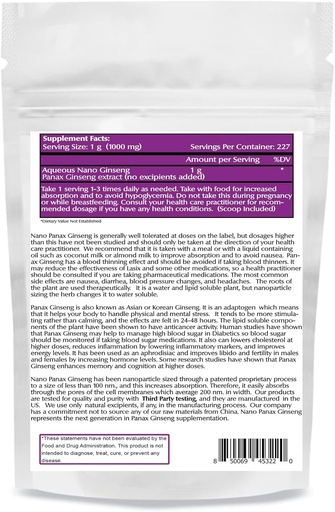 [BRSRMAA7DIJW2YIV] One Planet Nutrition Nano Panax Ginseng pulveris 8 oz (227 Servings), Korejas žeņšeņa ekstrakts, Nano uzlabotai absorbcijai, Palielina enerģiju un izturību, Non-GMO, Vegan, Gluten Free