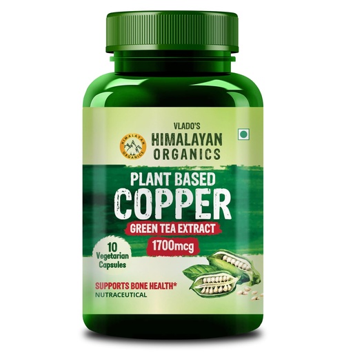[BRSRGGLQC4BAGYLK] Vlado’s Himalayan Organics Plant Based Copper 1700mcg Supplement - 10 Veg Capsules